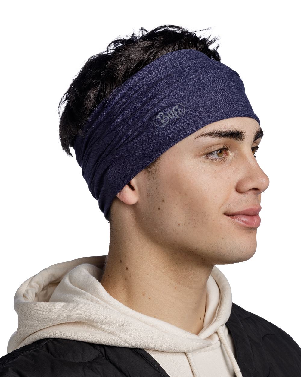 Night Blue Coloured Buff Original EcoStretch Neckwear on white background