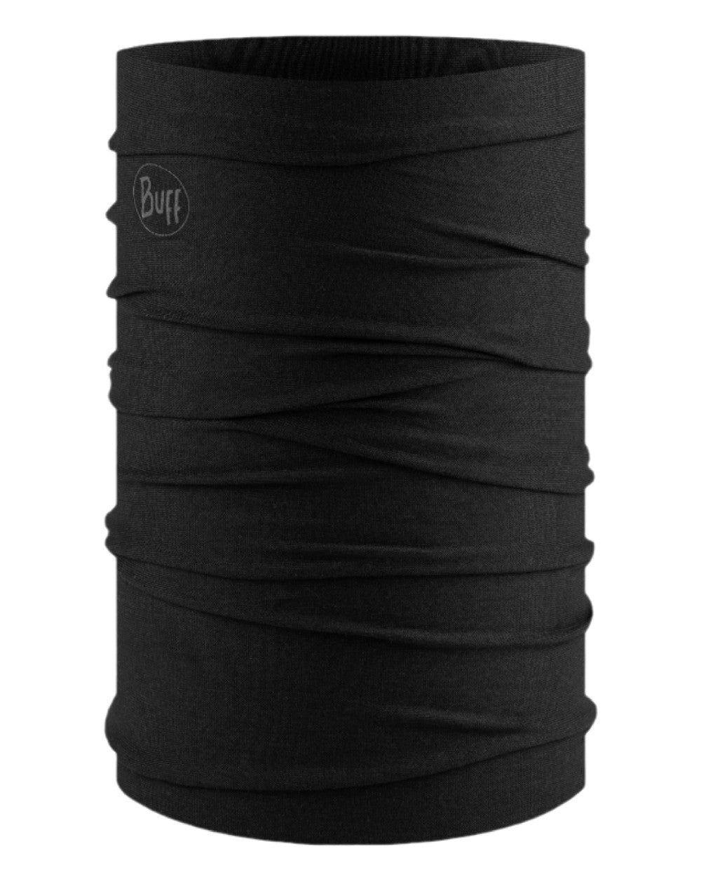 Solid Black Coloured Buff Original EcoStretch Neckwear on white background