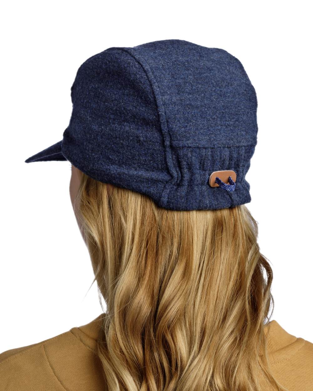 Navy Coloured Buff Pack Merino Fleece Cap on white background