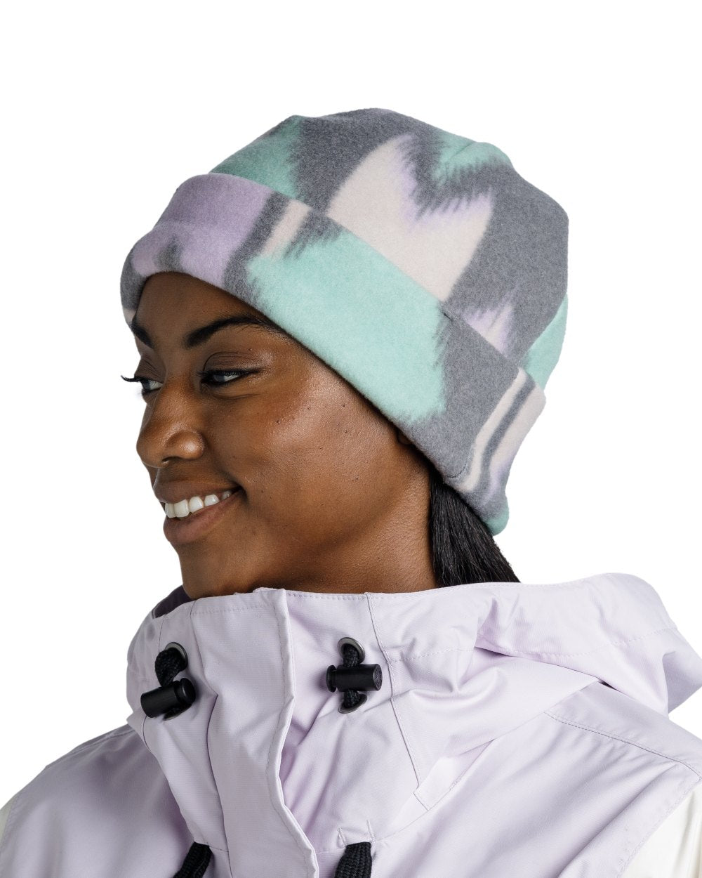 Cusha Multi Coloured Buff Polar Prints Beanie on white background
