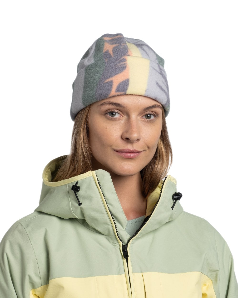 Simbo Multi Coloured Buff Polar Prints Beanie on white background
