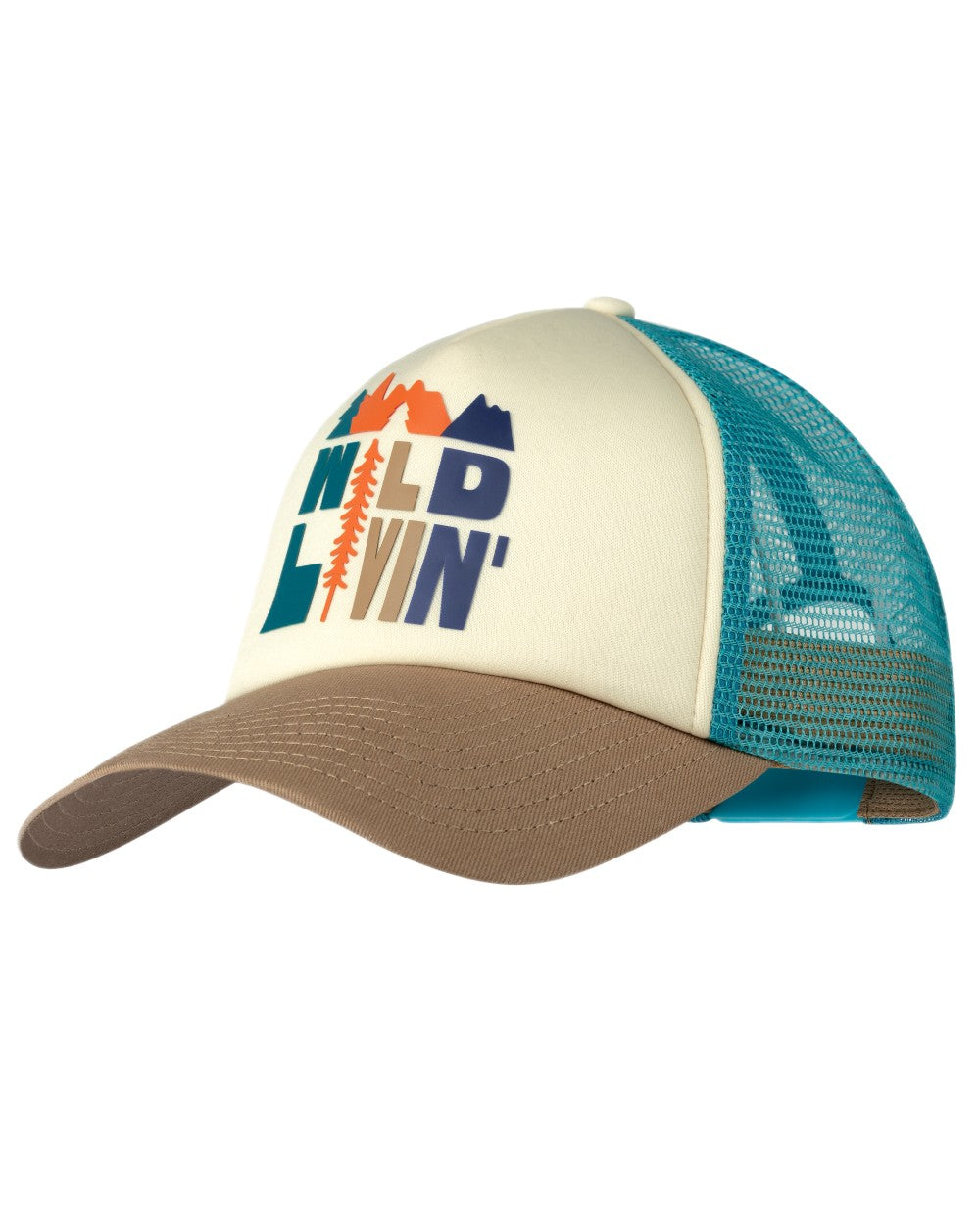 Multi Coloured Buff Scen Trucker Cap on white background