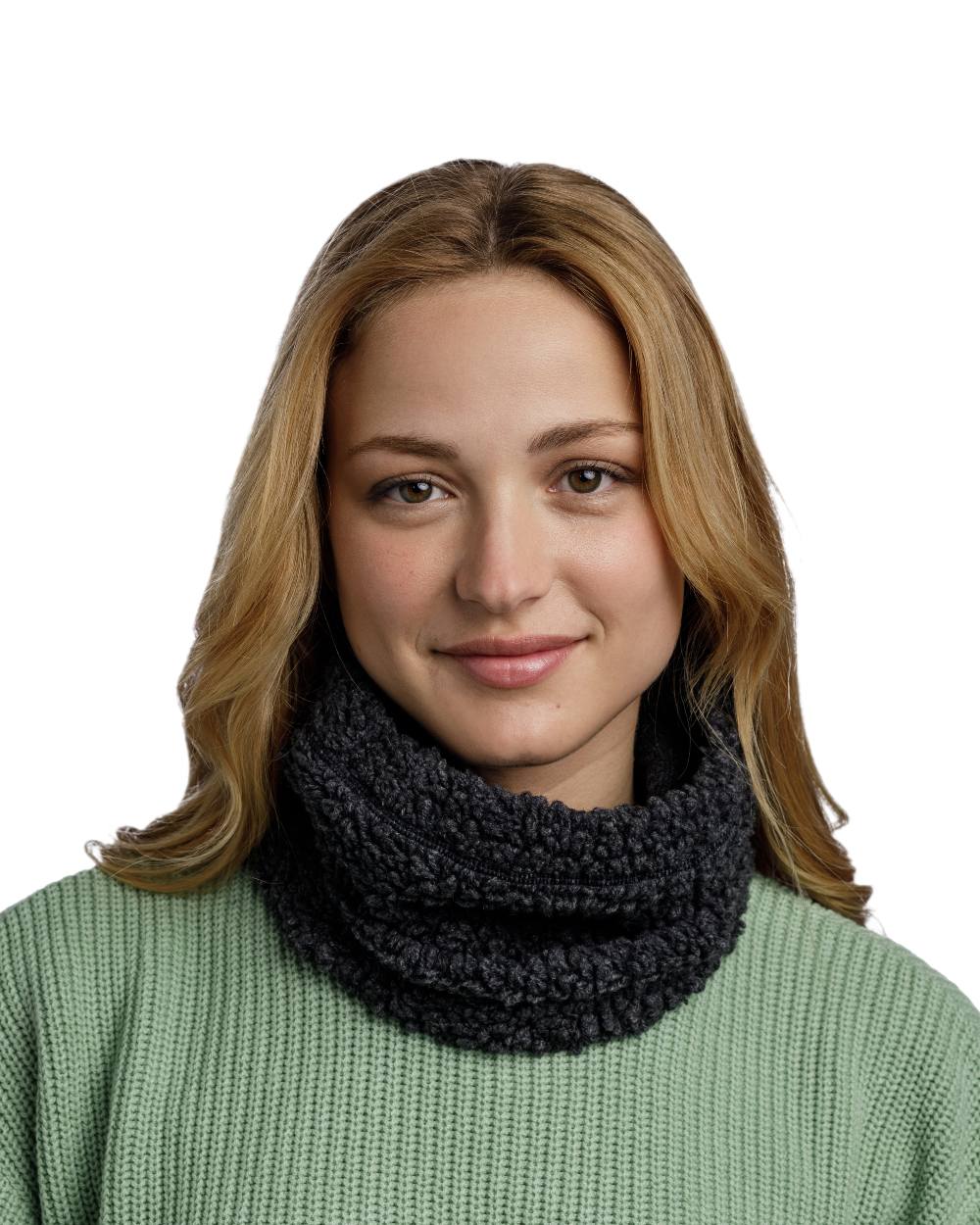 Black Coloured Buff Switch Polar Neck Warmer on white background
