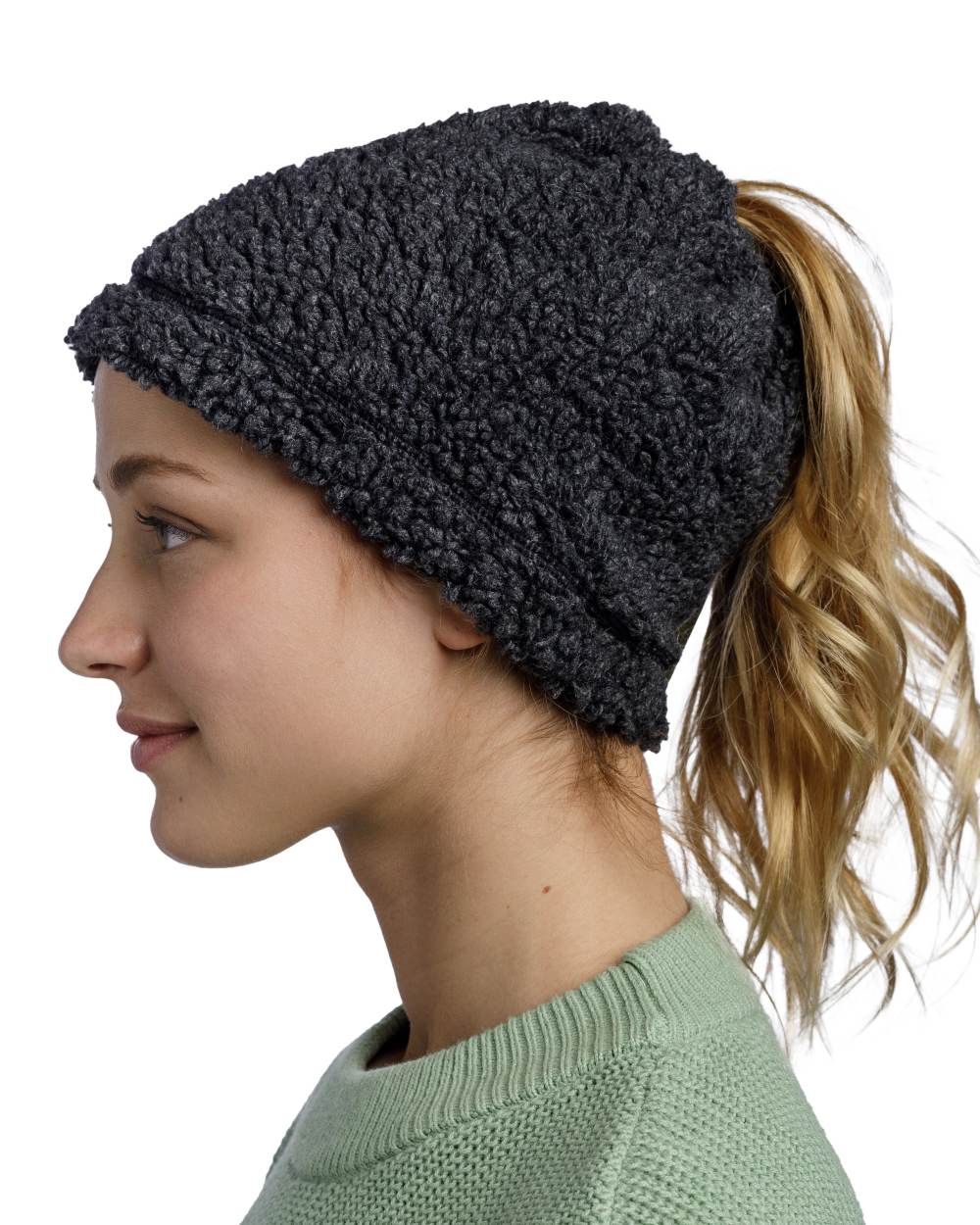 Black Coloured Buff Switch Polar Neck Warmer on white background