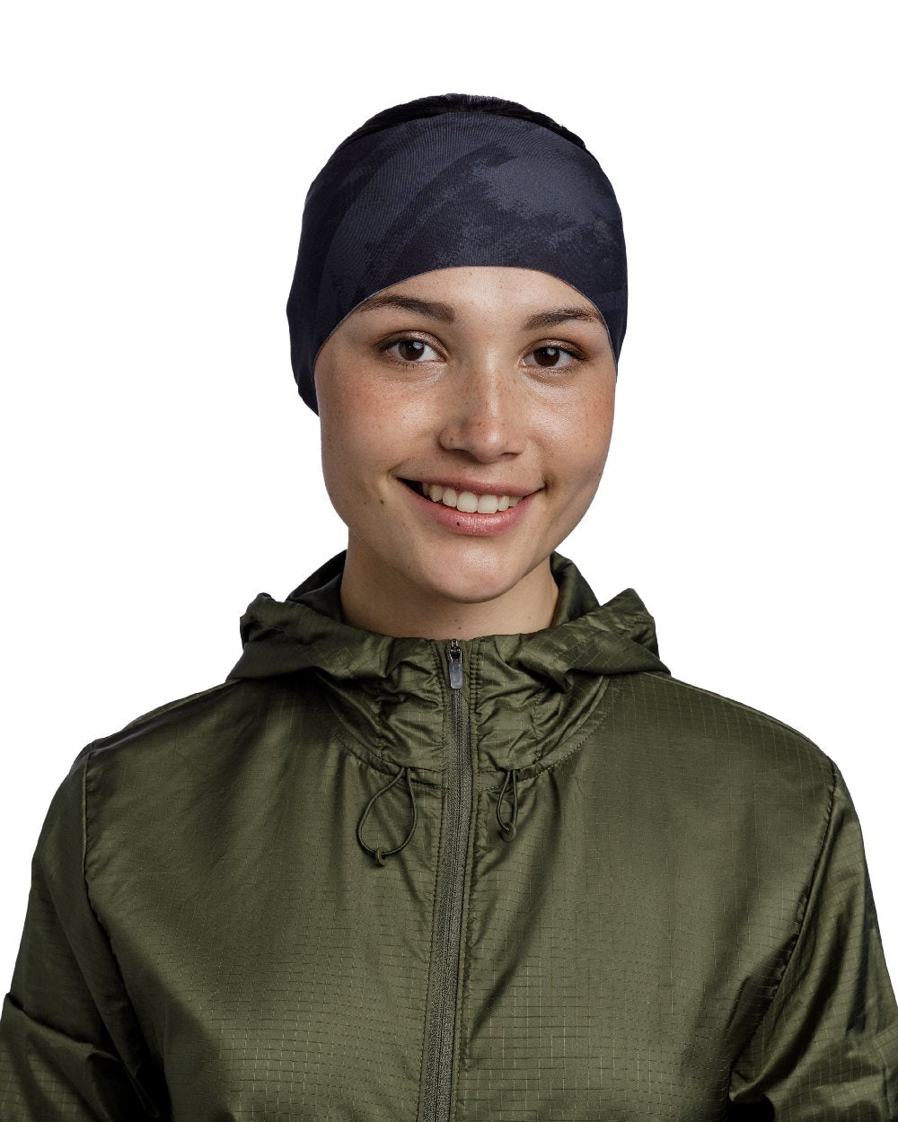 Grey Coloured Buff Tech Polar Headband on white background