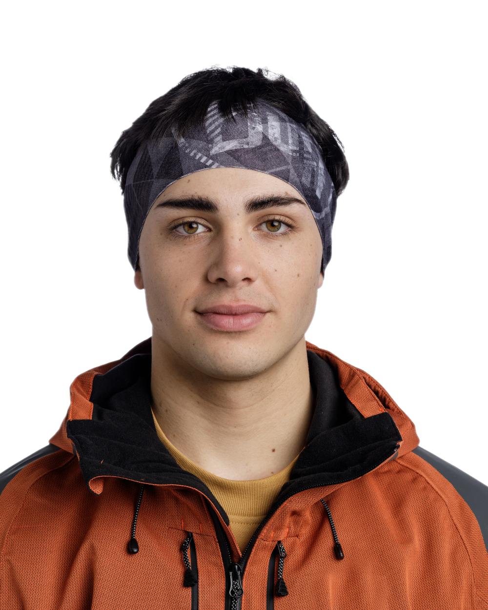 Micor Graphite Coloured Buff Thermonet Headband on white background