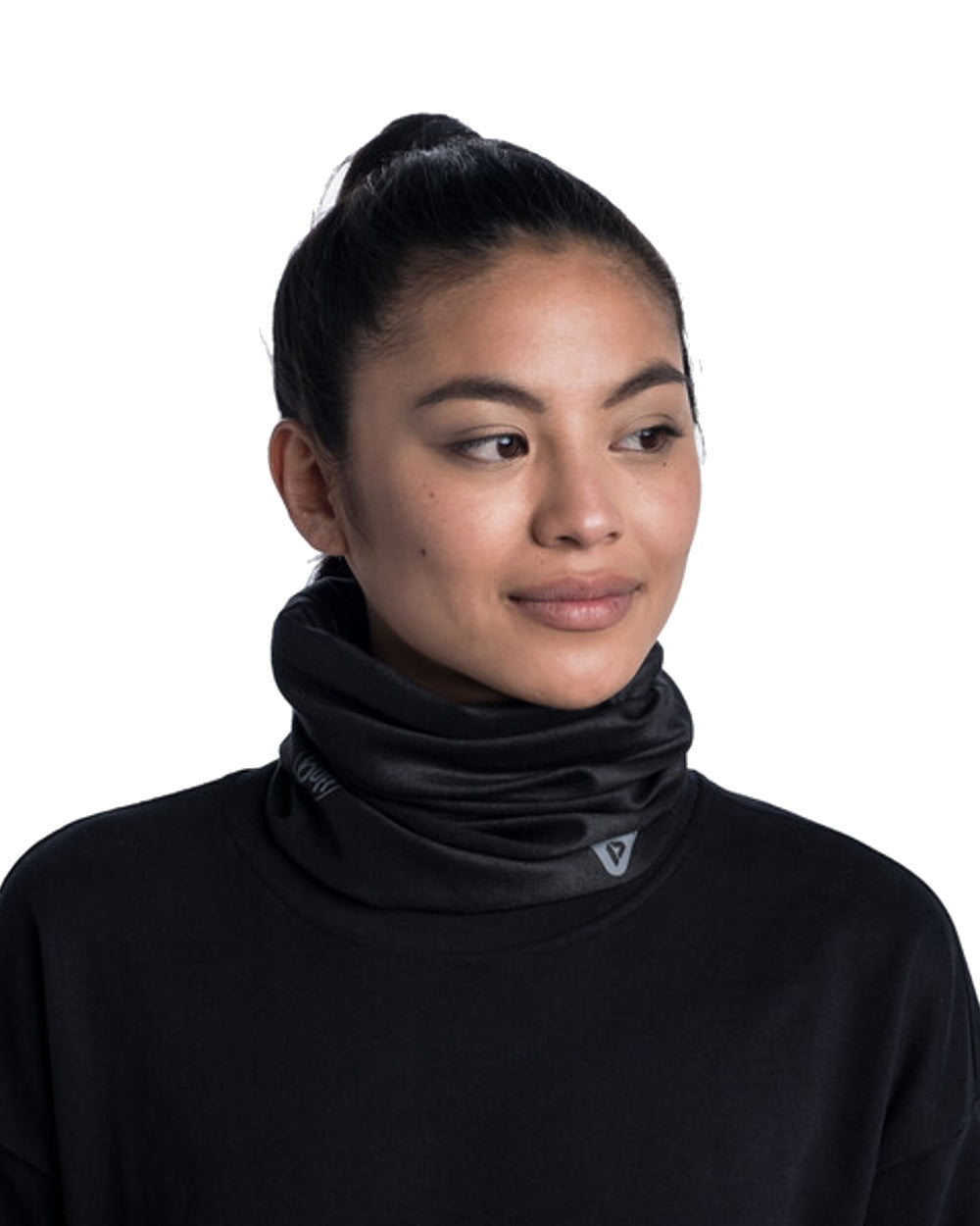 Black Coloured Buff Thermonet Neckwear on white background