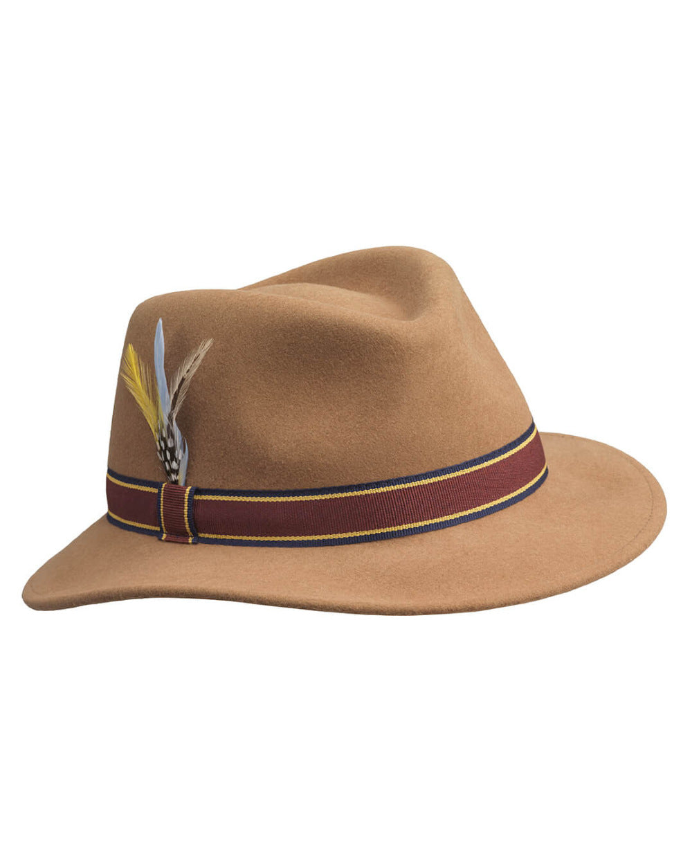 Camel Coloured Laksen Brixton Ladies Fedora Cashmere Hat On A White Background