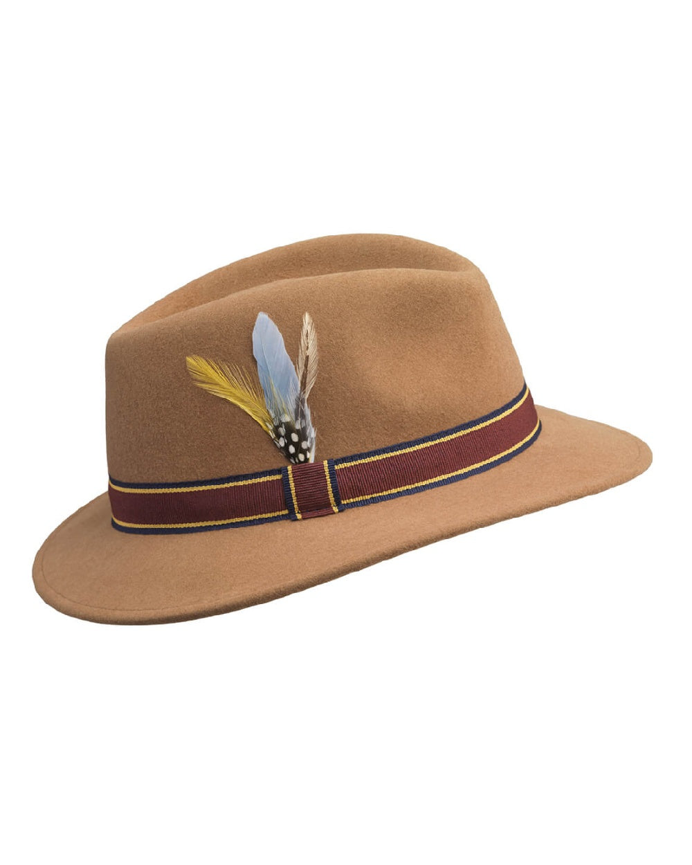 Camel Coloured Laksen Brixton Ladies Fedora Cashmere Hat On A White Background