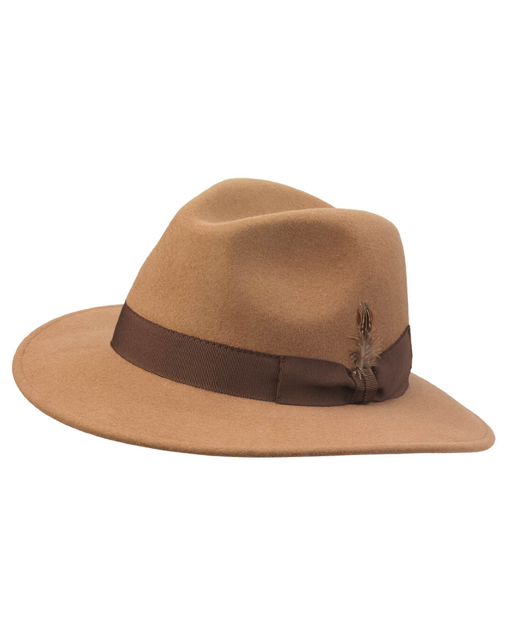 Camel Coloured Laksen Heritage Fedora Cashmere Hat On A White Background