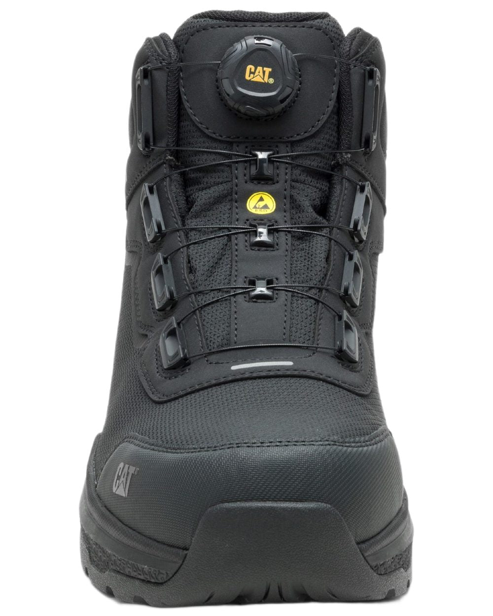 Black Coloured Caterpillar Mens Inductor Tech Mid Safety Boots on white background