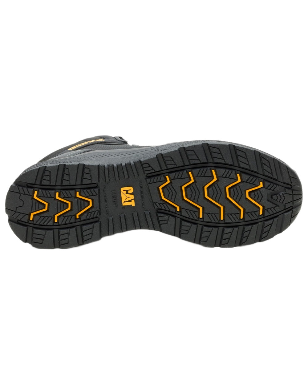 Black Coloured Caterpillar Mens Inductor Tech Mid Safety Boots on white background
