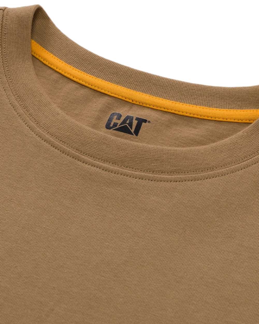 Khaki Coloured Caterpillar Trademark Tee on white background