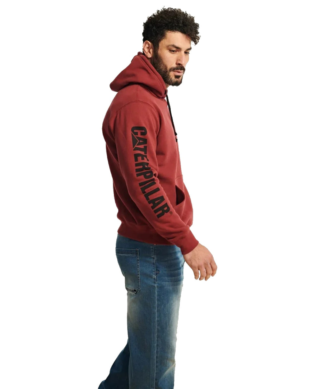 Caterpillar Trademark Banner Hooded Sweatshirt in Brick
