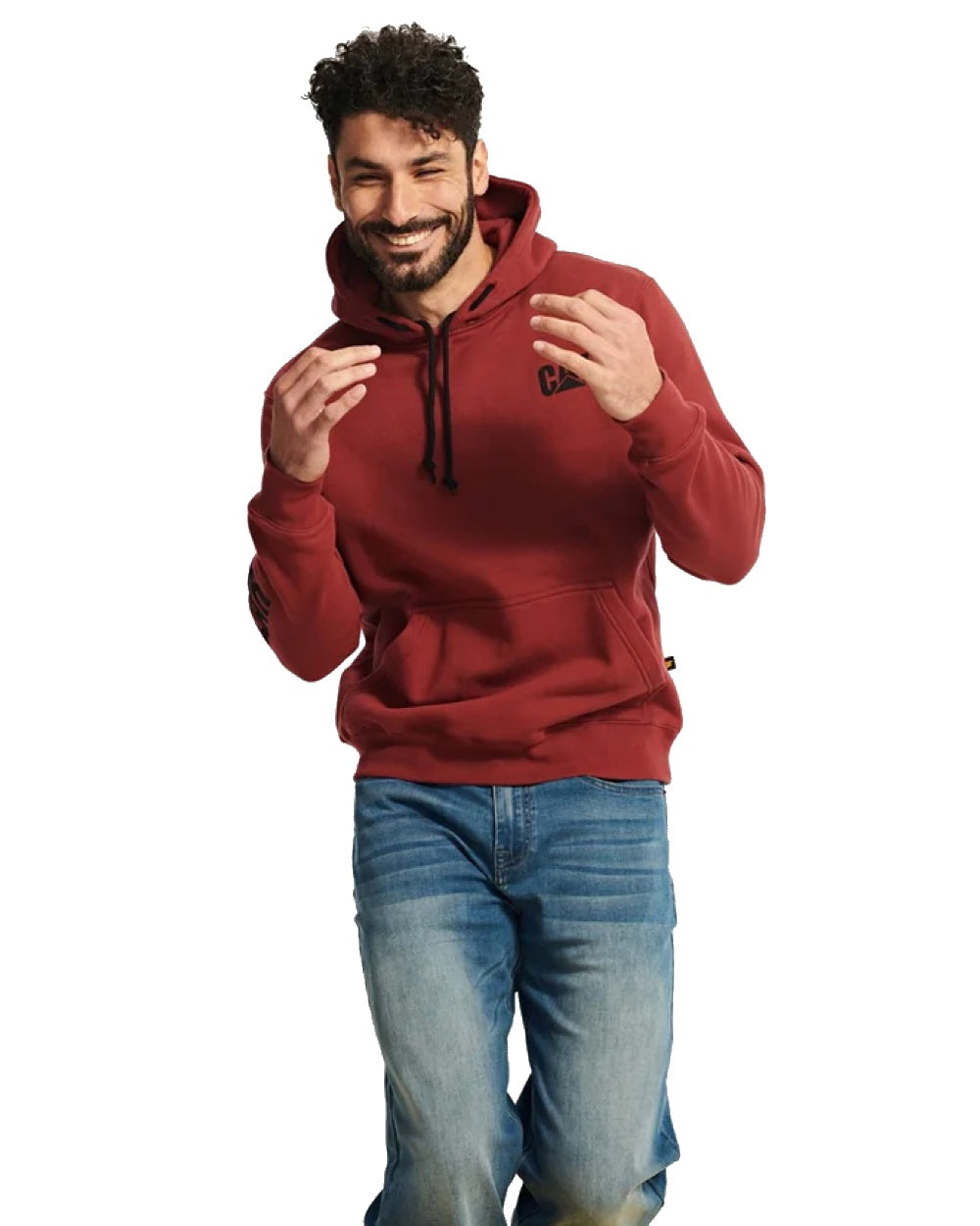 Caterpillar Trademark Banner Hooded Sweatshirt in Brick