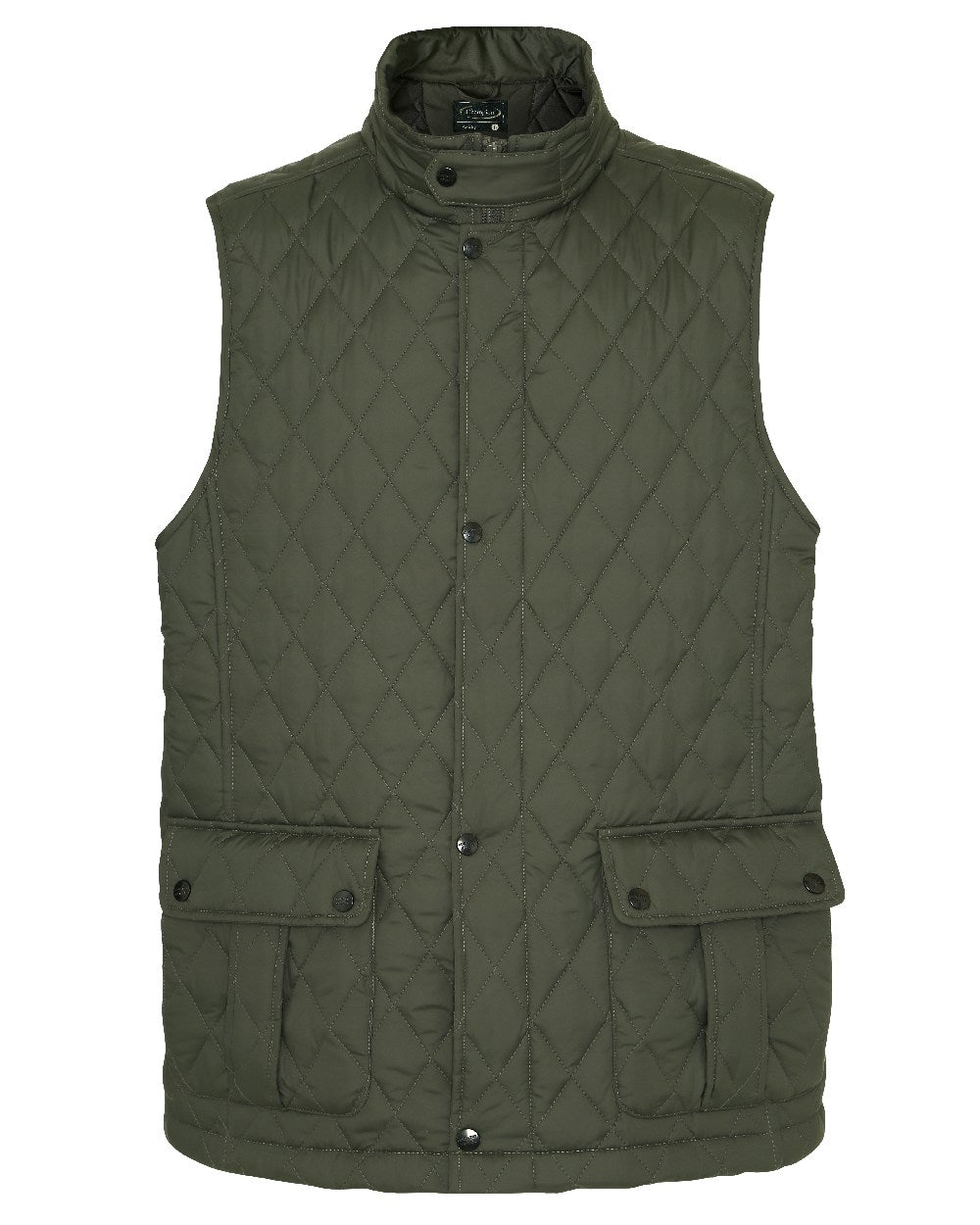Olive coloured Champion Ashby Quilted Body Warmer on white background