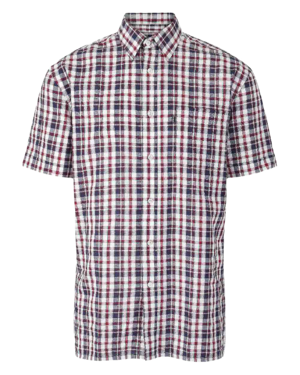 Wine coloured Champion Croyde Cotton Short Sleeved Shirt on white background