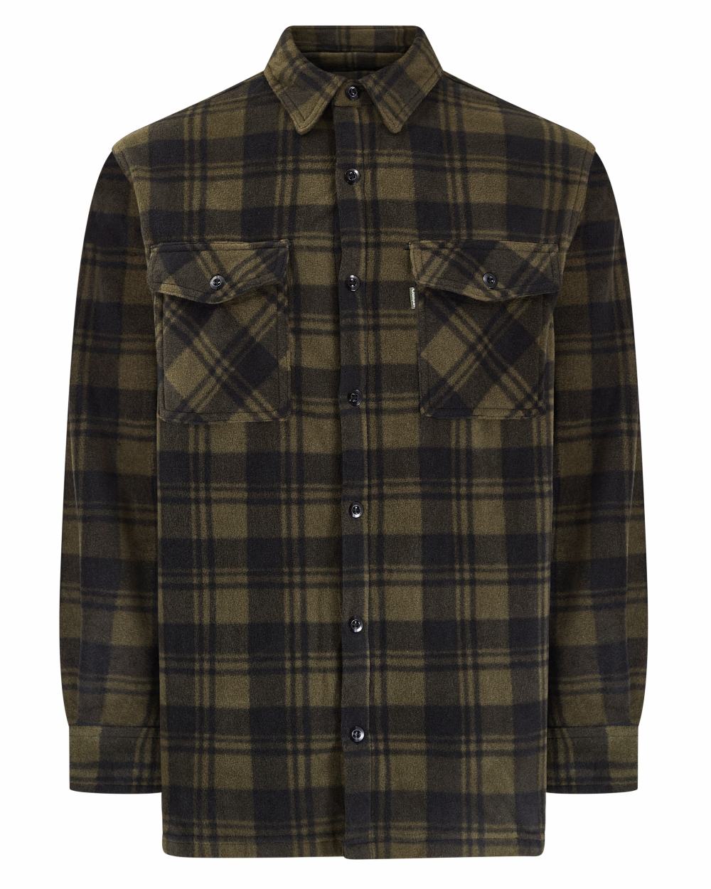 Green coloured Champion Eskdale Fleece Lined Shirt on white background