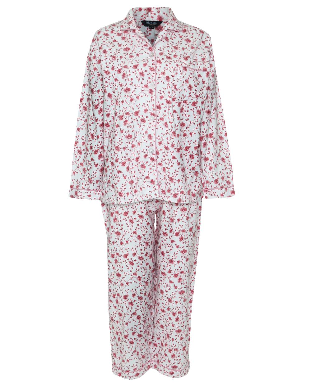 Pink Flower coloured Champion Ladies Eleanor Pyjamas on white background