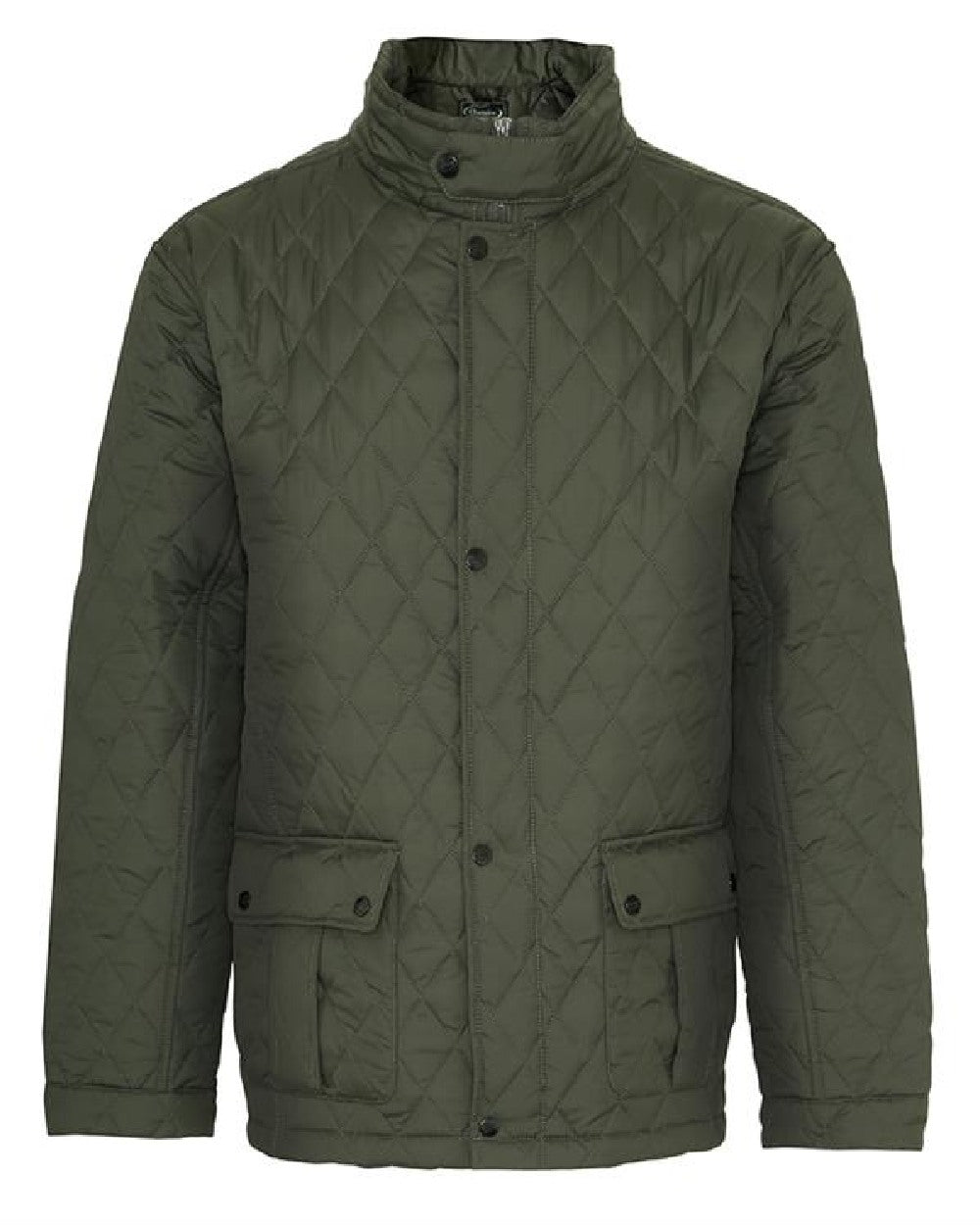 Olive coloured Champion Padstow Quilted Jacket on white background