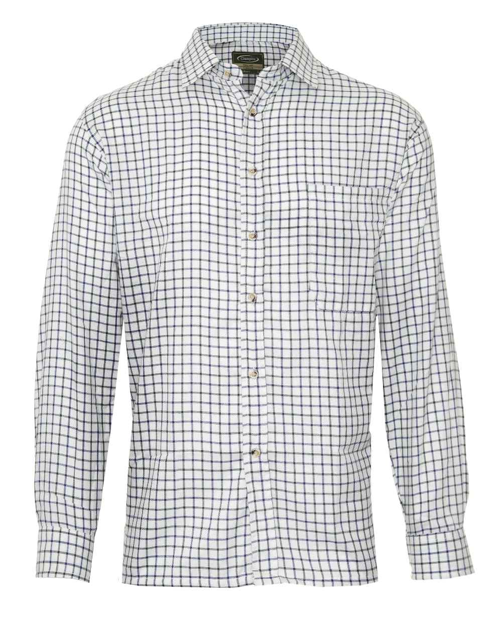 Blue Green coloured Champion Salisbury Tattersall Shirt on white background