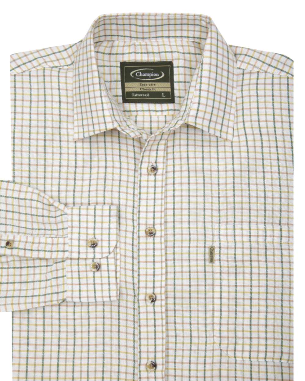 Green coloured Champion Tattersall Check Shirt on white background