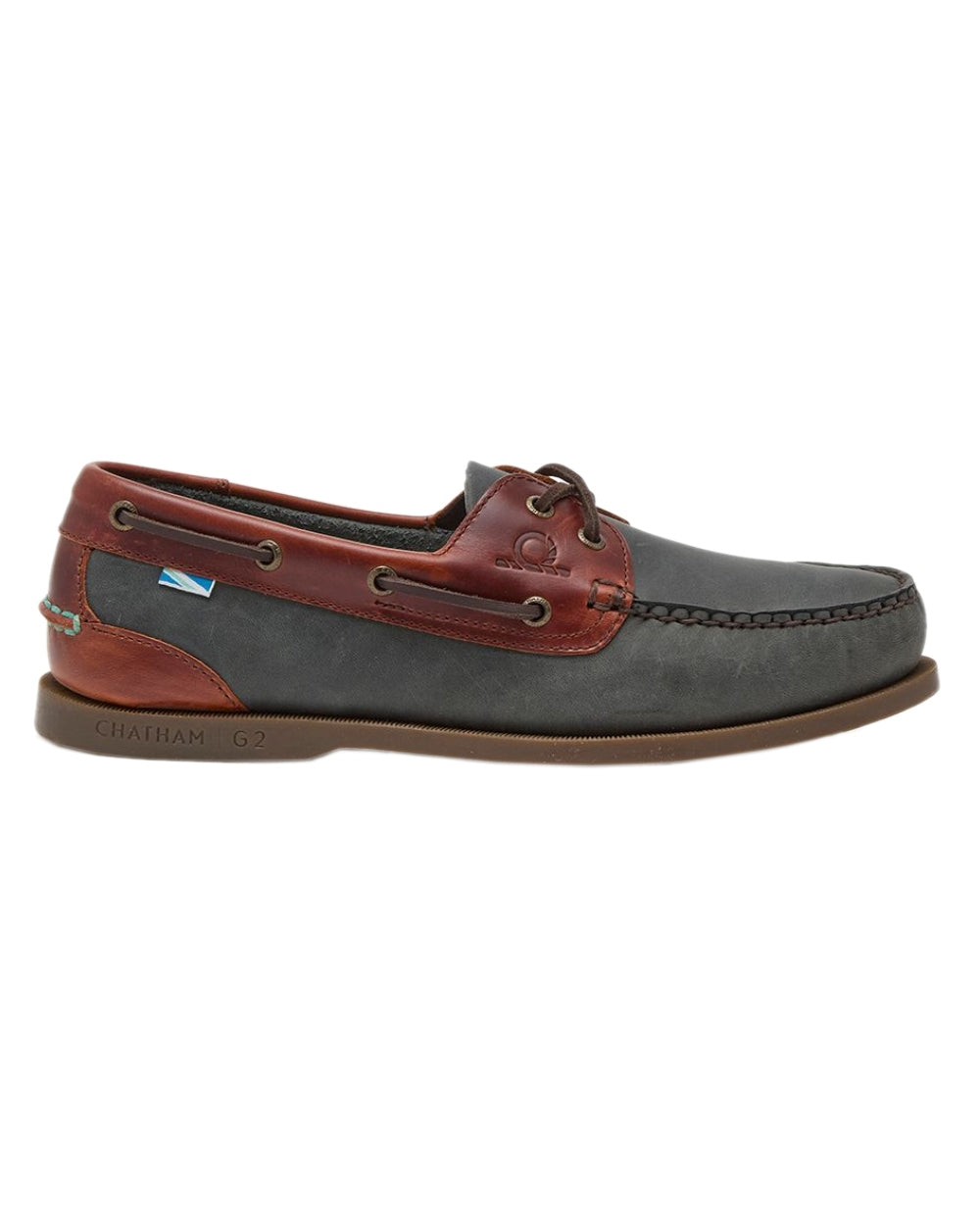 Navy Seahorse Coloured Chatham Mens Bermuda II G2-Leather Boat Shoes on white background