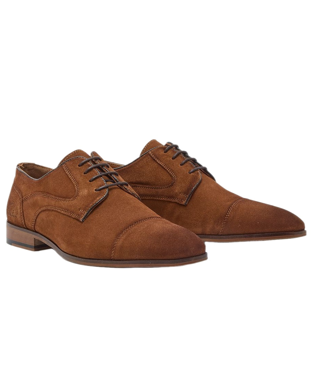 Tan Coloured Chatham Mens Bude Premium Suede Brogues Shoes on white background