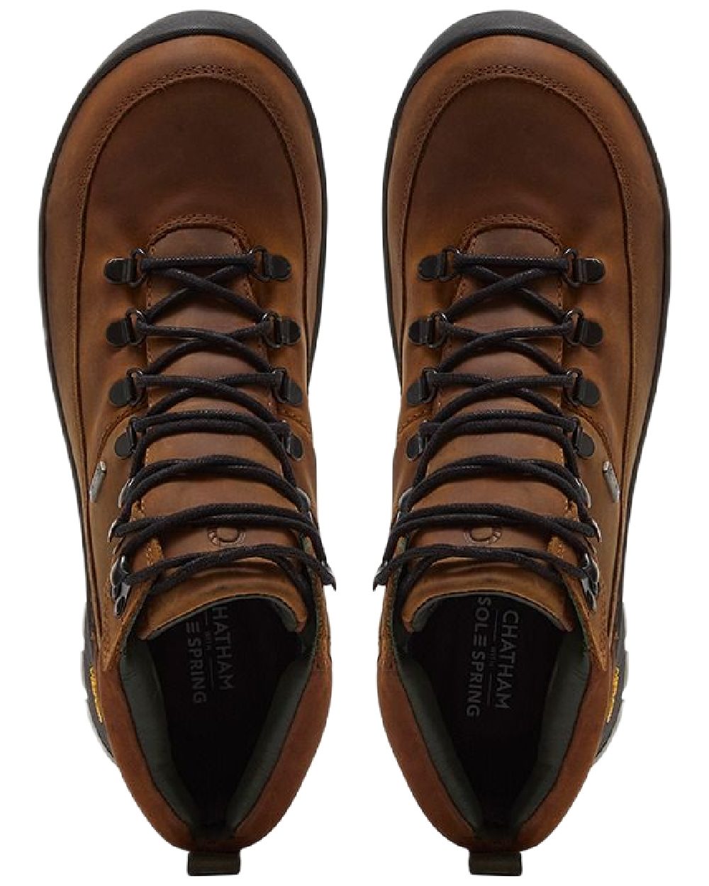 Tan Coloured Chatham Mens Challacombe Premium Leather Waterproof Hiking Boots on white background