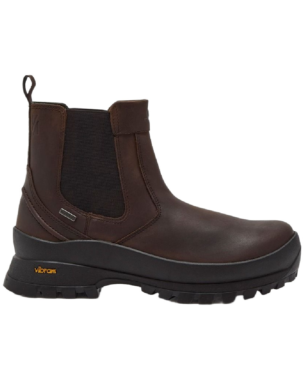 Dark Brown Coloured Chatham Mens Cockley Premium Leather Waterproof Chelsea Boots on white background