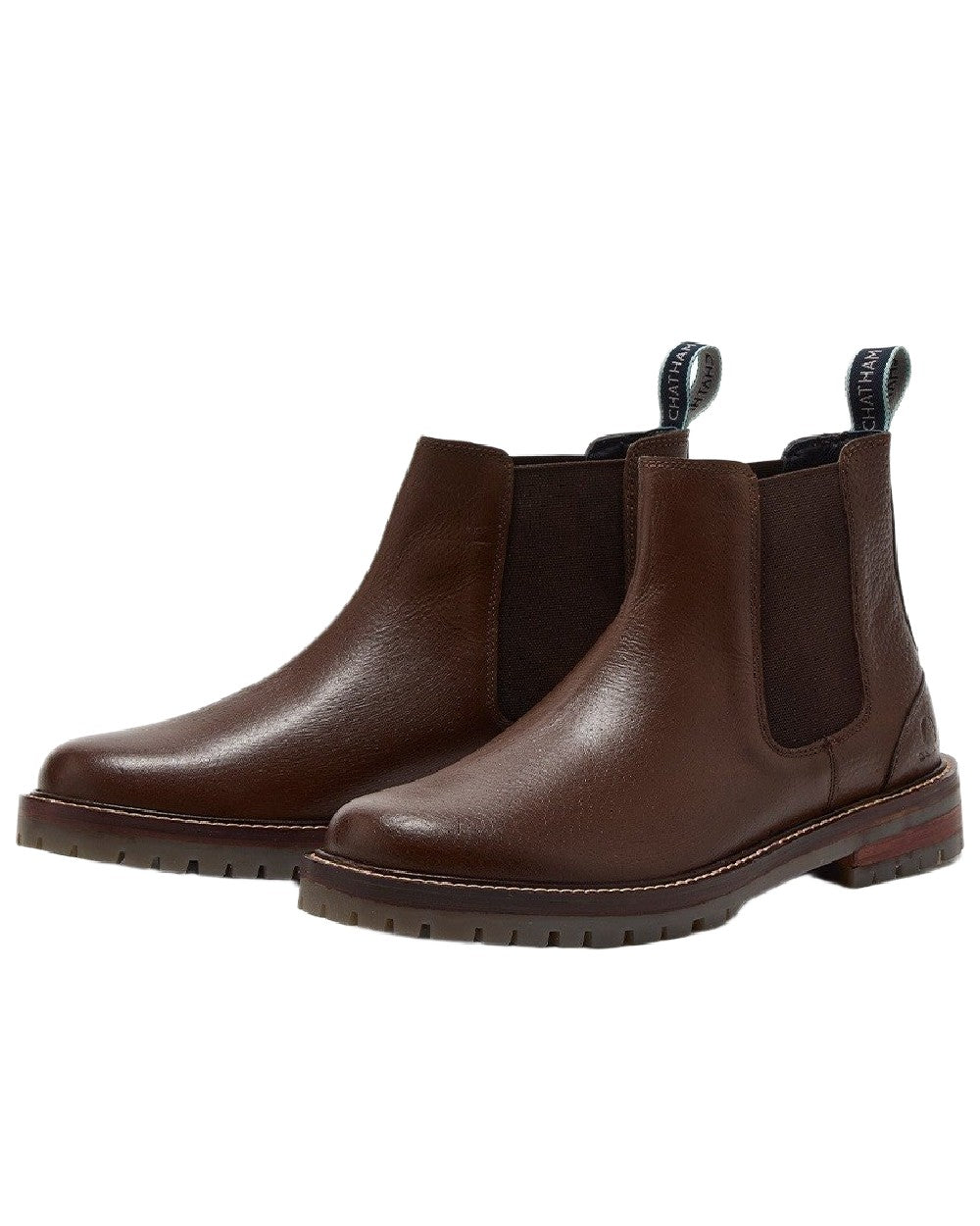 Brown Coloured Chatham Mens Findhorn Classic Leather Chelsea Boots on white background