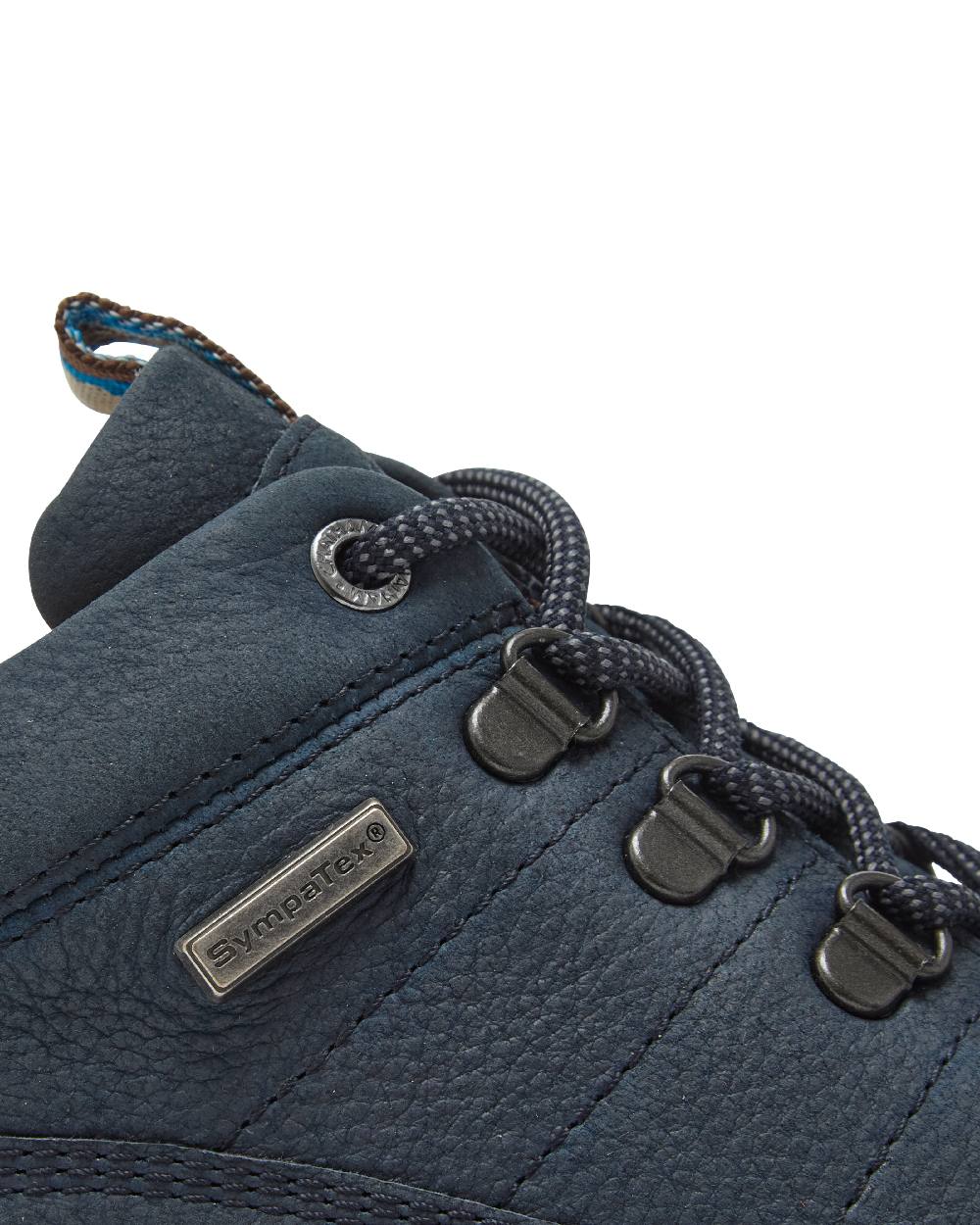 Navy Coloured Chatham Mens Holgate Premium Waterproof Leather Hiking Shoes on white background