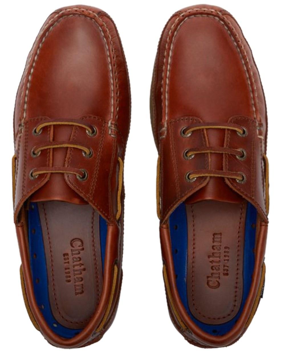 Chestnut Coloured Chatham Mens Rockwell II G2 Leather Wide Fit Boat Shoes on white background