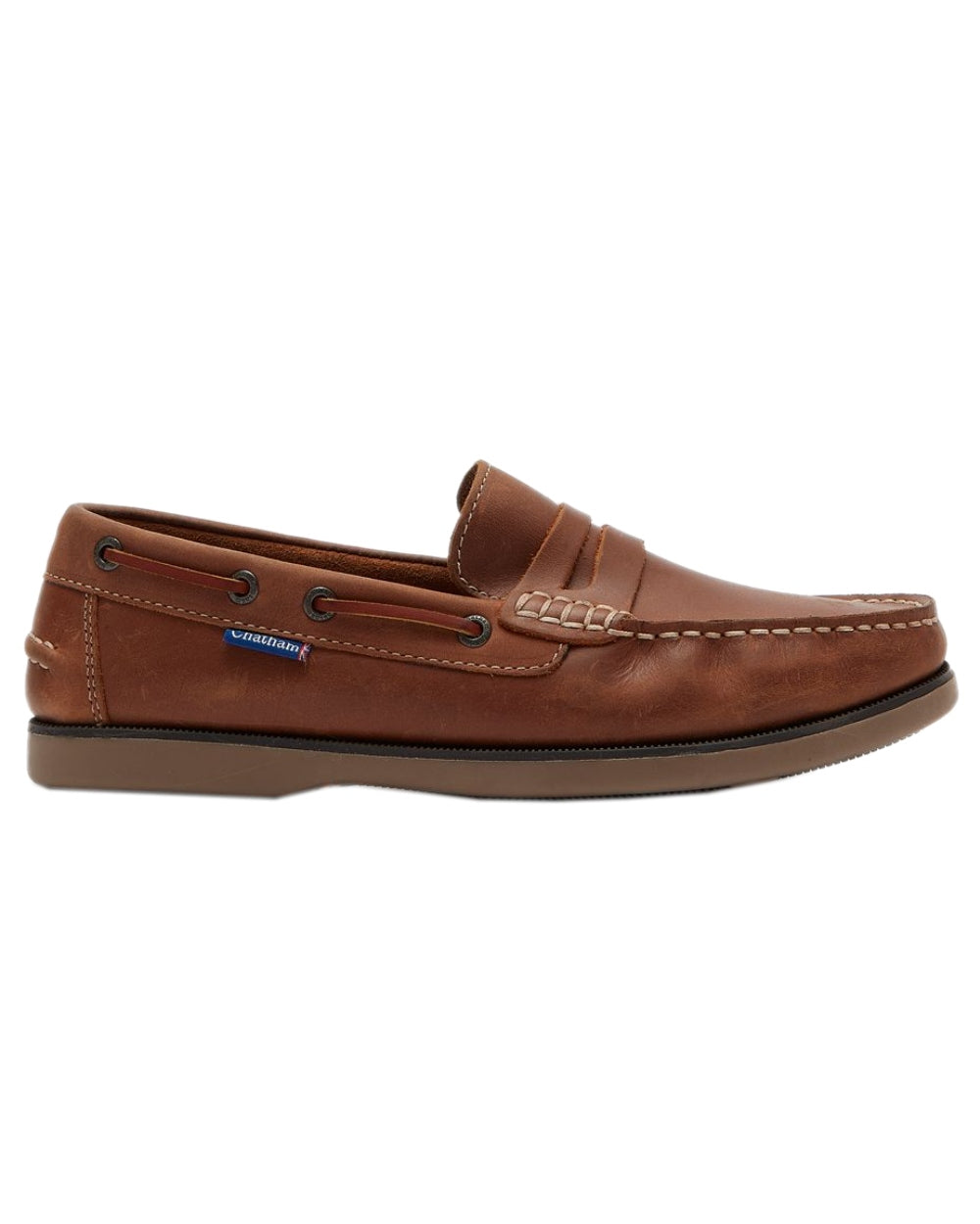 Tan Coloured Chatham Mens Shanklin-Premium Leather Loafers on white background