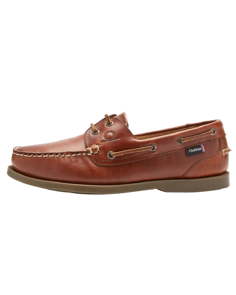 Chestnut Coloured Chatham Mens The Deck II G2 Premium Leather Boat Shoes on white background