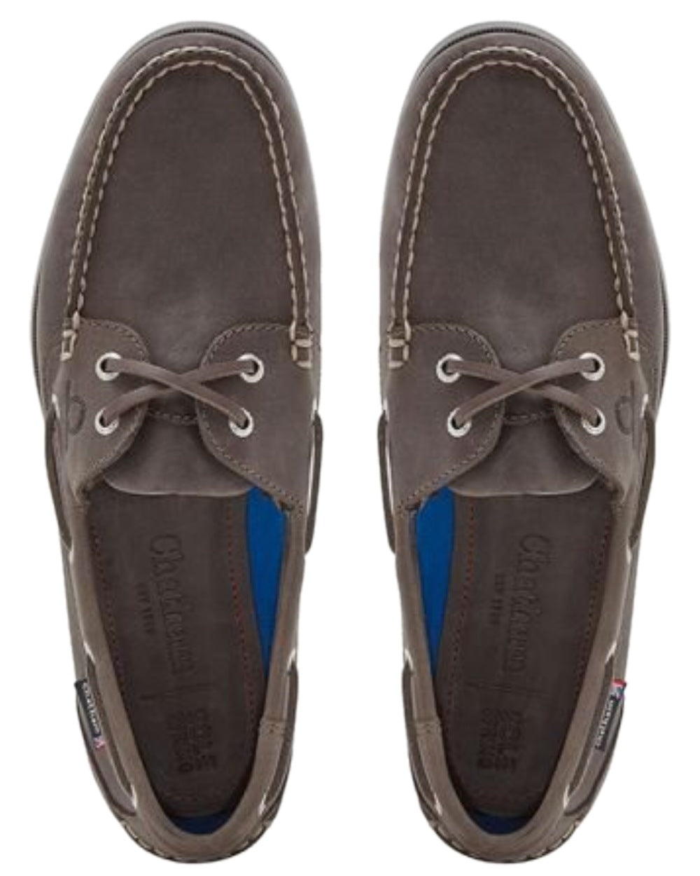 Dark Grey Coloured Chatham Mens The Deck II G2 Premium Leather Boat Shoes on white background
