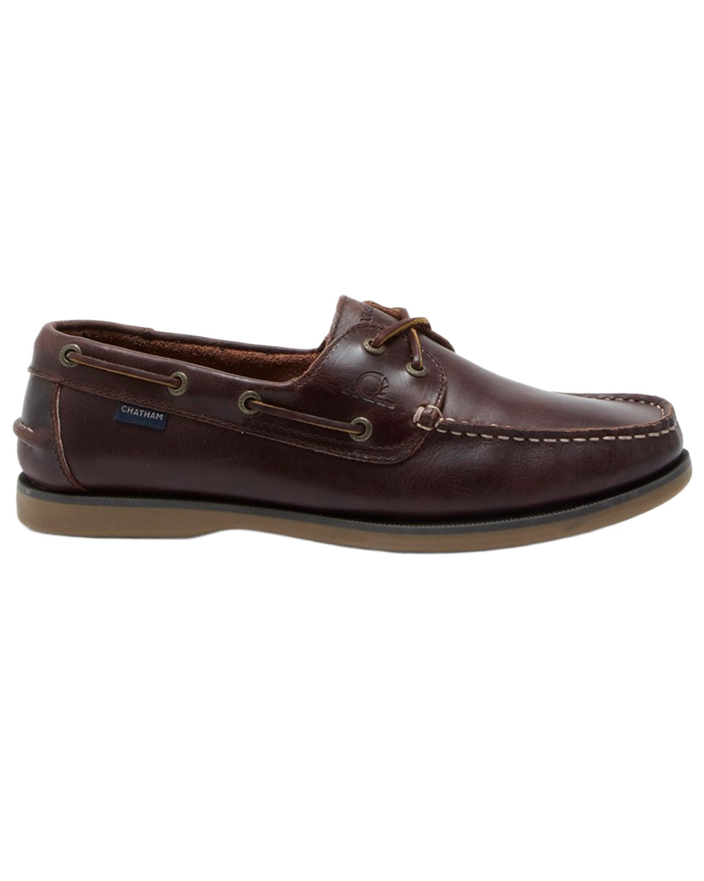 Oxblood coloured Chatham Mens Whitstable Premium Leather Boat Shoes on white background