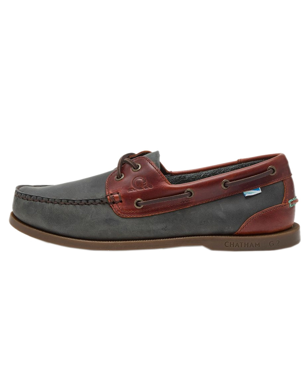 Navy Seahorse Coloured Chatham Womens Bermuda G2 Leather Boat Shoes on white background