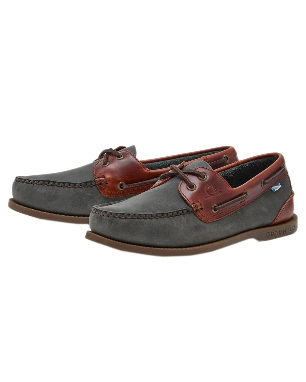 Navy Seahorse Coloured Chatham Womens Bermuda G2 Leather Boat Shoes on white background
