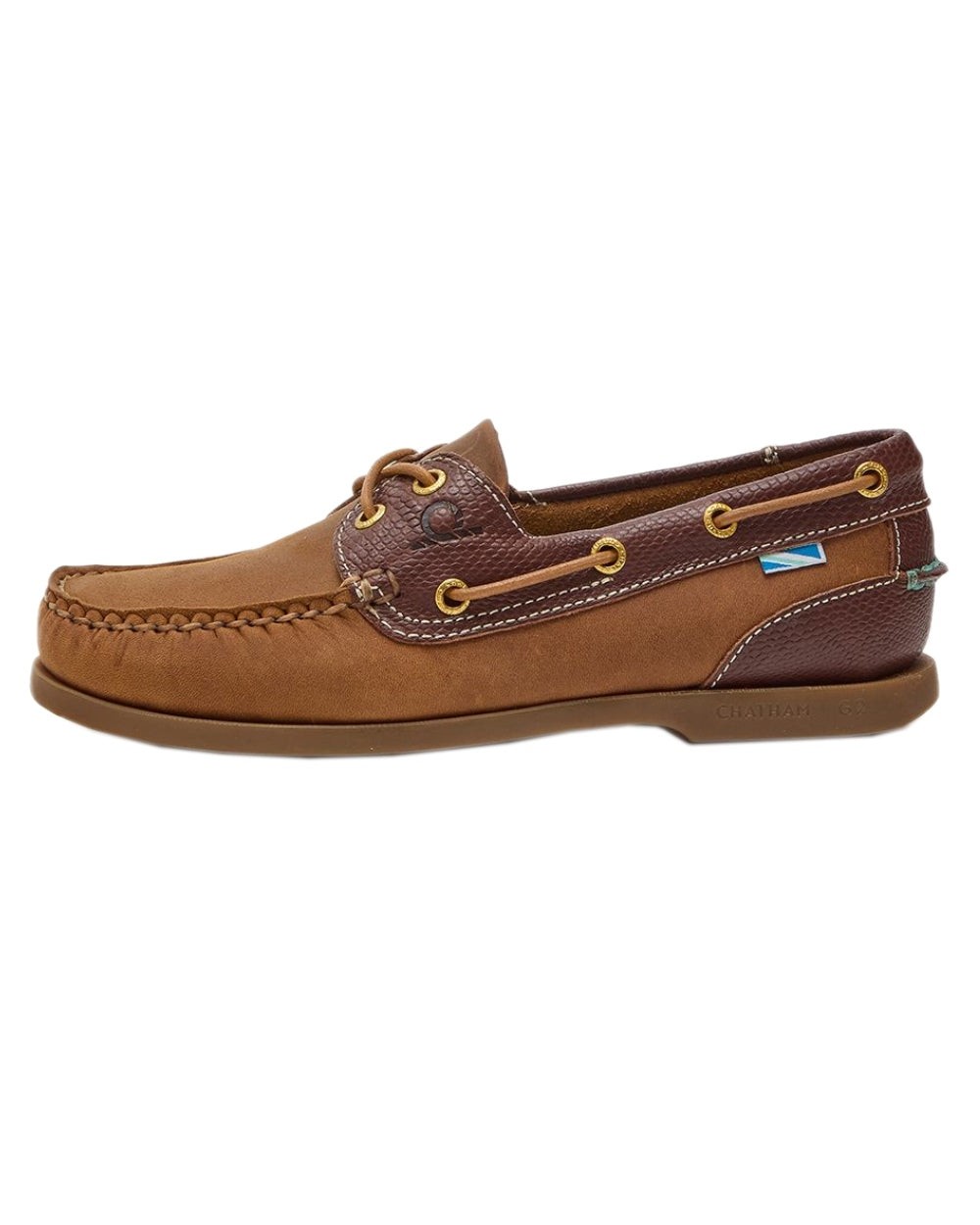 Walnut Brown Snake Coloured Chatham Womens Bermuda G2 Leather Boat Shoes on white background