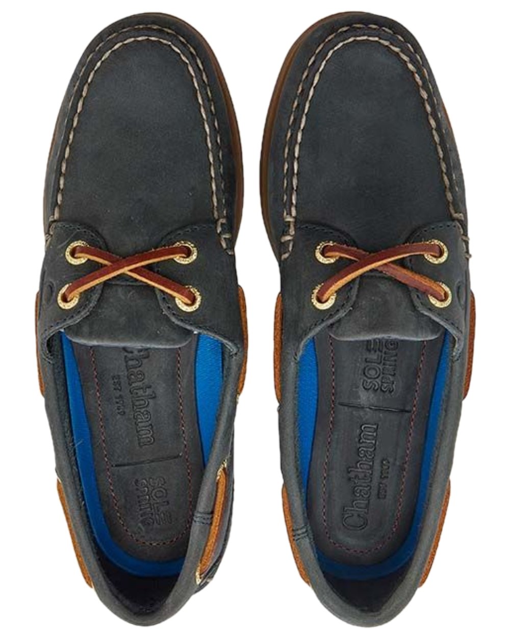 Blue Coloured Chatham Womens Deck II G2 Premium Leather Boat Shoes on white background
