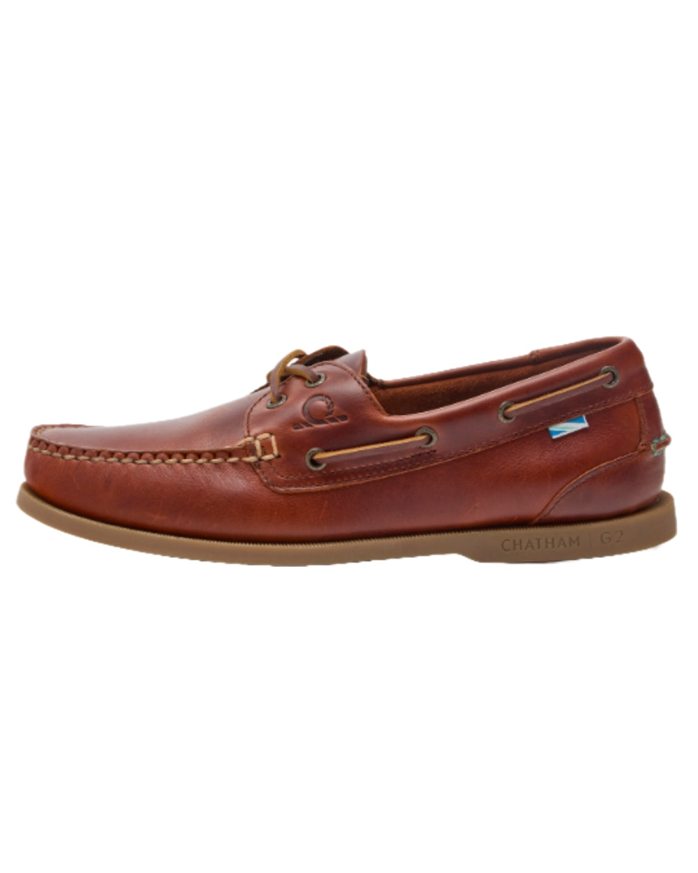 Chestnut Coloured Chatham Womens Deck II G2 Premium Leather Boat Shoes on white background