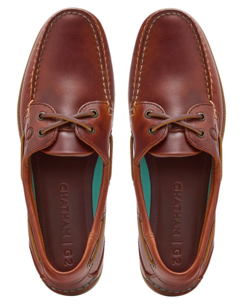 Chestnut Coloured Chatham Womens Deck II G2 Premium Leather Boat Shoes on white background