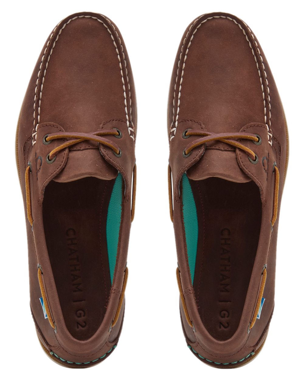 Chocolate Coloured Chatham Womens Deck II G2 Premium Leather Boat Shoes on white background
