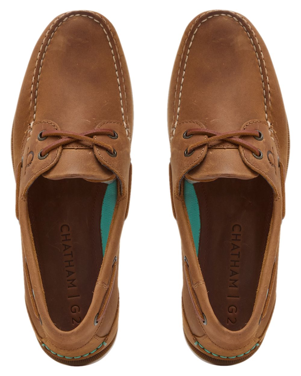 Walnut Coloured Chatham Womens Deck II G2 Premium Leather Boat Shoes on white background