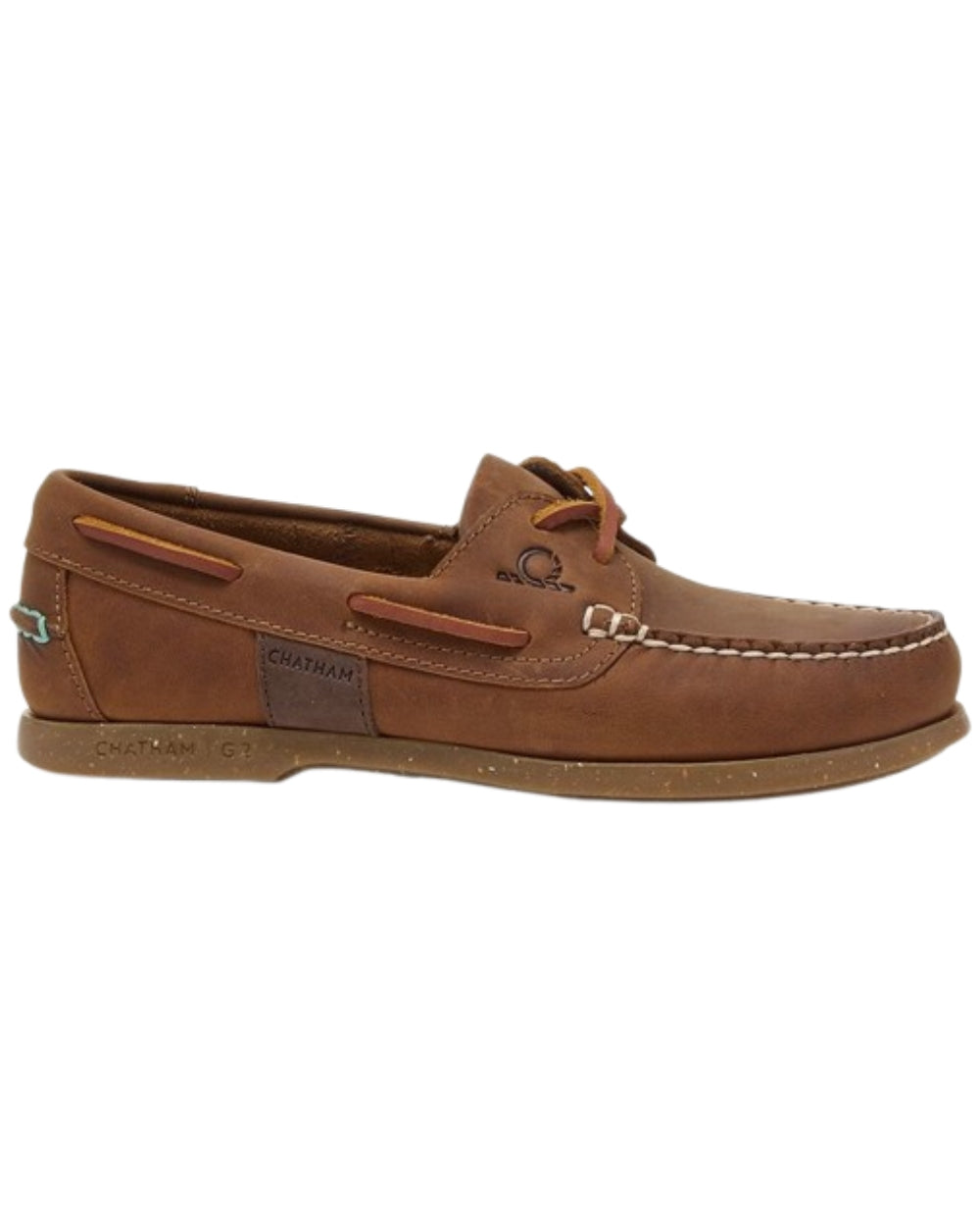Walnut Coloured Chatham Womens Java II G2-Premium Leather Sustainable Deck Shoe on white background