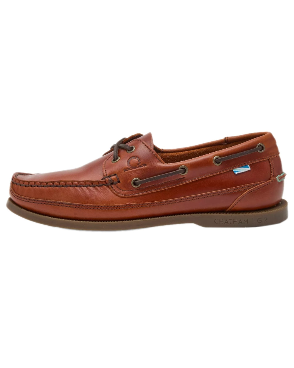Chestnut Coloured Chatham Womens Kayak G2-Premium Leather Wide-Fit Boat Shoes on white background