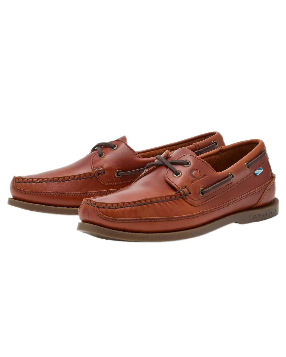 Chestnut Coloured Chatham Womens Kayak G2-Premium Leather Wide-Fit Boat Shoes on white background
