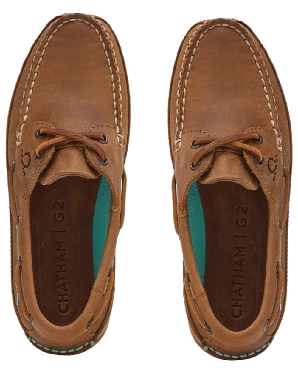 Walnut Coloured Chatham Womens Kayak G2-Premium Leather Wide-Fit Boat Shoes on white background