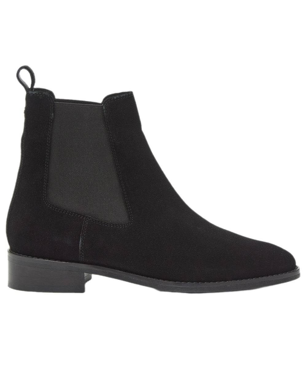 Black Coloured Chatham Womens Lynch Premium Suede Chelsea Boots on white background
